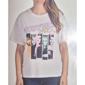 NSYNC Graphic Short Sleeve Tee Licensed Band Merch White Size Medium NWT